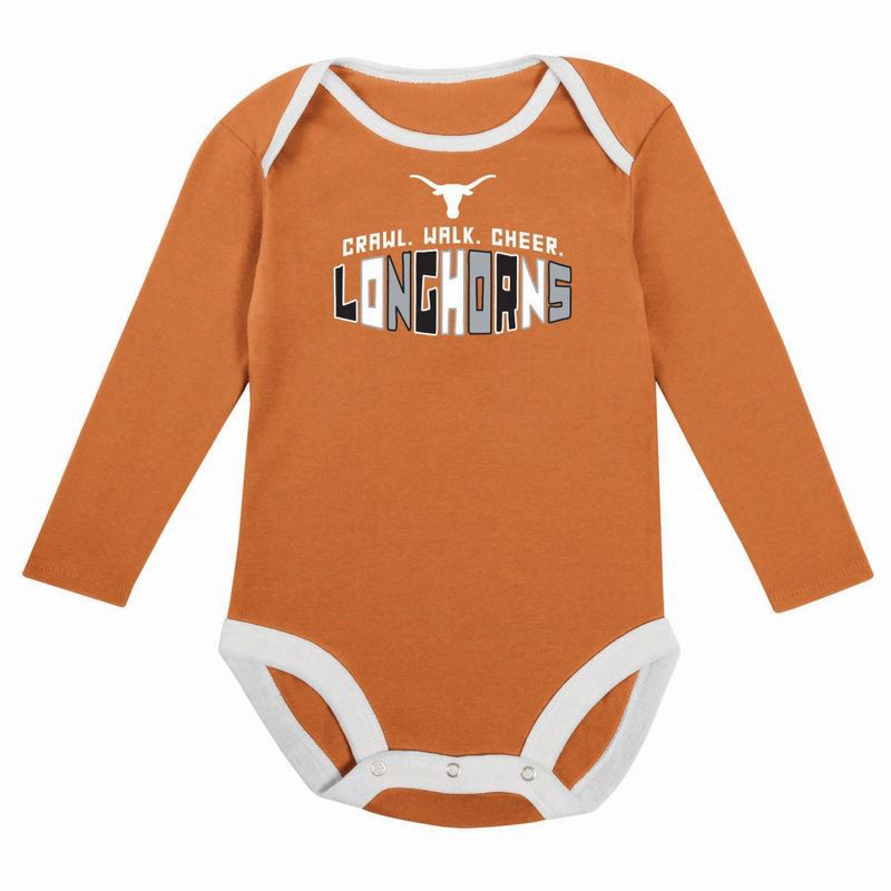 slide 3 of 5, NCAA Texas Longhorns Infant Boys' 2pk Long Sleeve Bodysuit - 6-9M, 2 ct