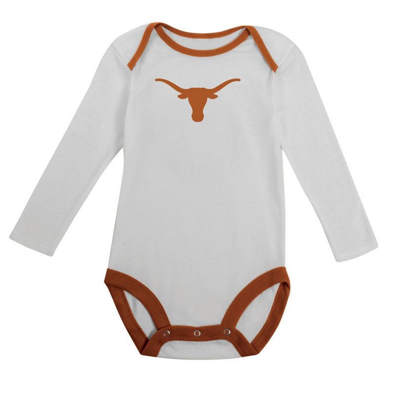 slide 1 of 5, NCAA Texas Longhorns Infant Boys' 2pk Long Sleeve Bodysuit - 6-9M, 2 ct
