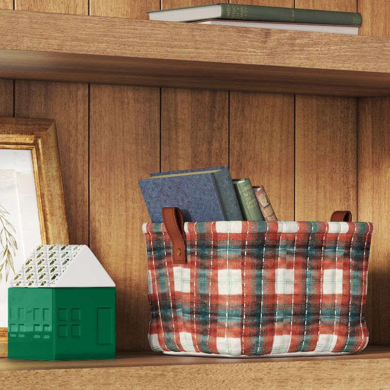 slide 2 of 4, Quilted Stitch Decorative Basket Plaid - Threshold™, 1 ct