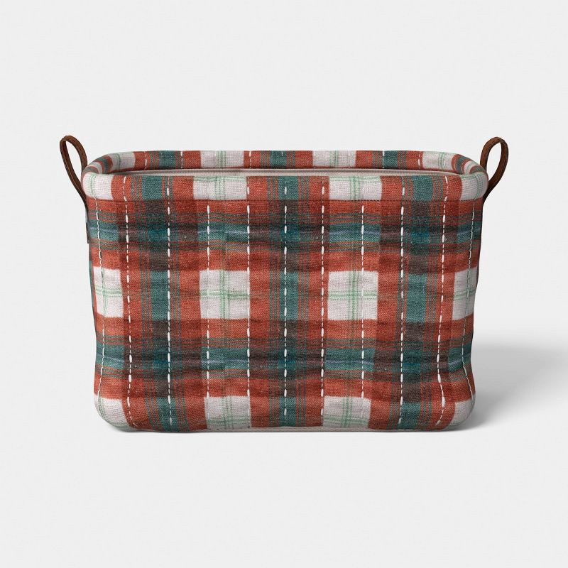 slide 3 of 4, Quilted Stitch Decorative Basket Plaid - Threshold™, 1 ct