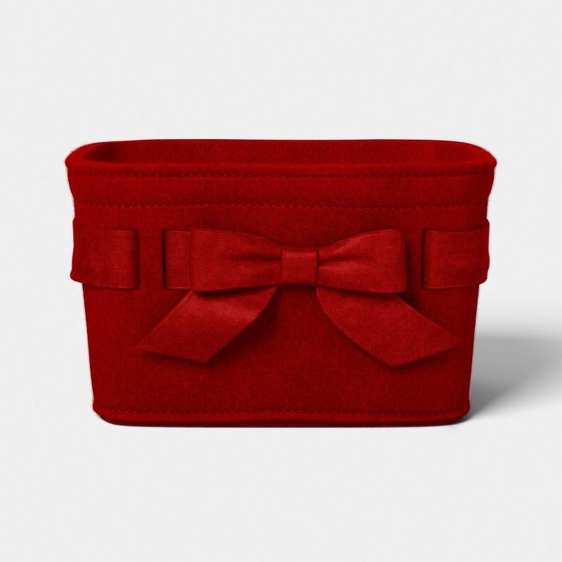 slide 3 of 4, Felt Bow Decorative Basket Red - Threshold™, 1 ct
