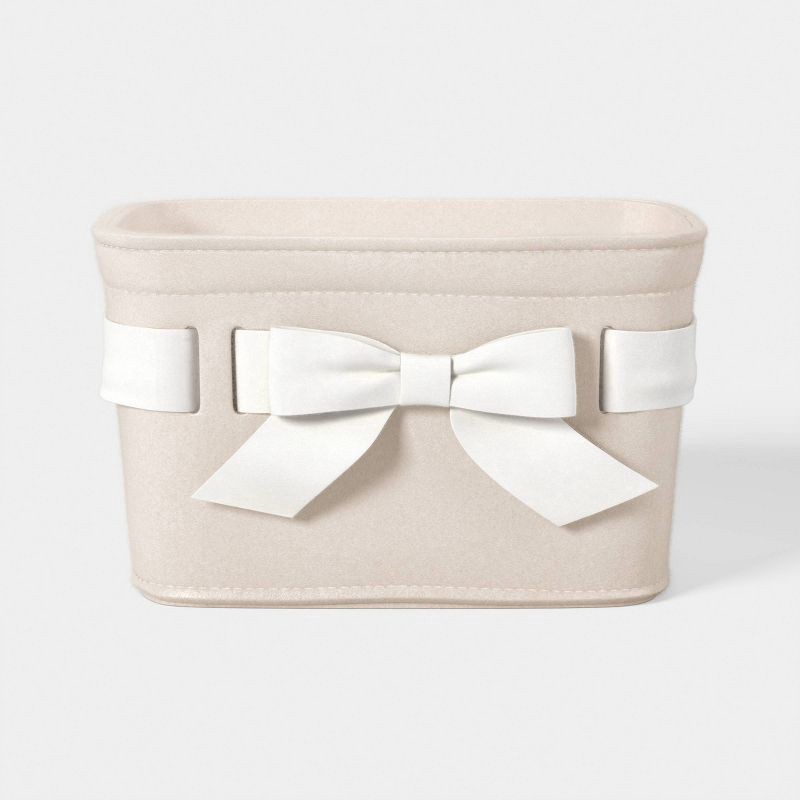 slide 3 of 4, Felt Bow Decorative Basket Cream - Threshold™, 1 ct