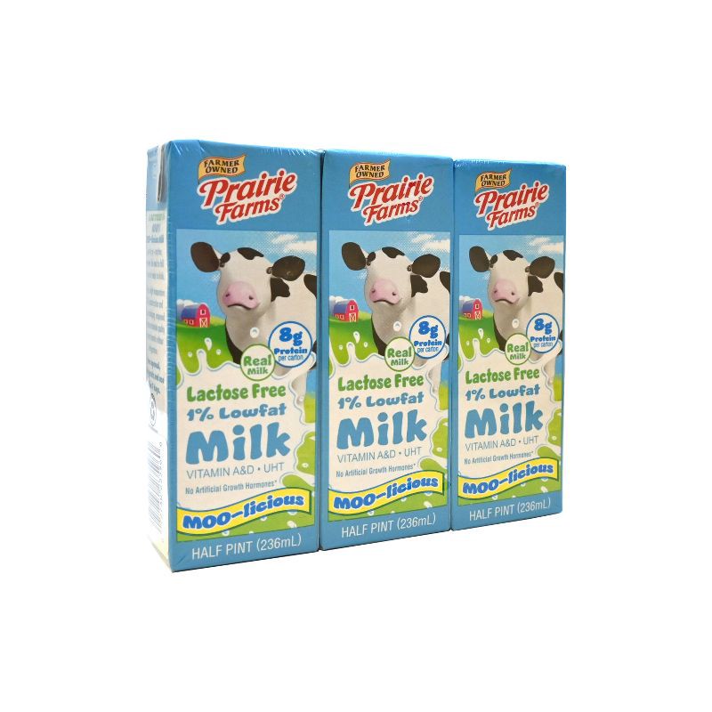 slide 2 of 11, Prairie Farms 1% Lactose Free Milk - 3pk/8 fl oz, 3 ct, 8 fl oz