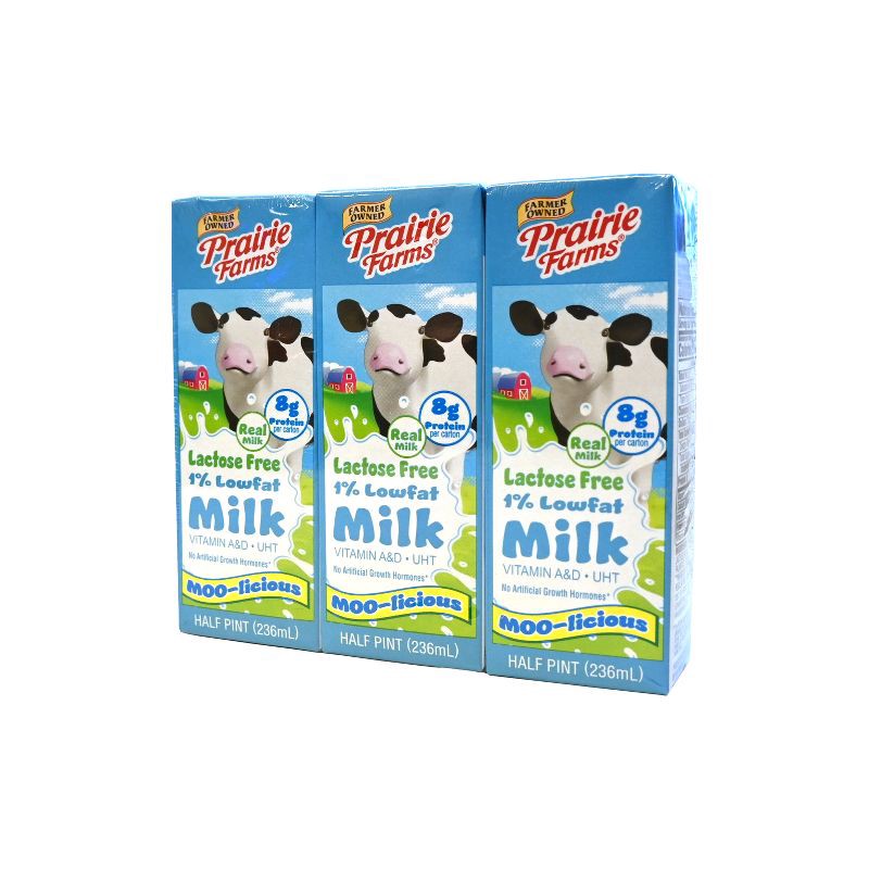 slide 3 of 11, Prairie Farms 1% Lactose Free Milk - 3pk/8 fl oz, 3 ct, 8 fl oz
