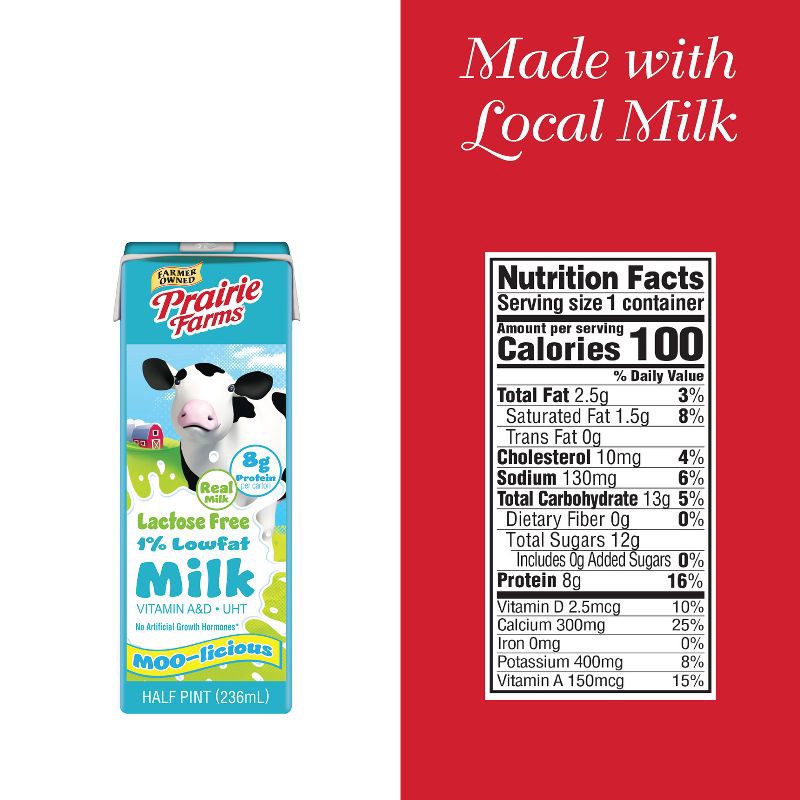 slide 6 of 11, Prairie Farms 1% Lactose Free Milk - 3pk/8 fl oz, 3 ct, 8 fl oz