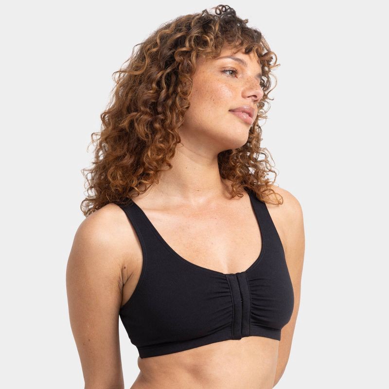 slide 3 of 7, Fruit of the Loom Women's Unbelievably Soft Cotton Front-Close Bra - Black M, 1 ct