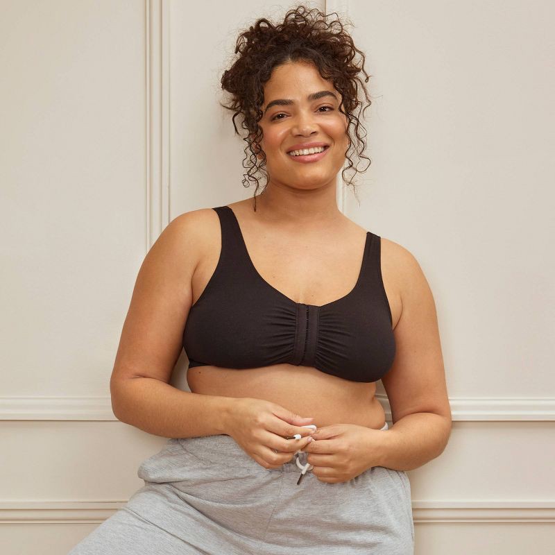 slide 5 of 7, Fruit of the Loom Women's Unbelievably Soft Cotton Front-Close Bra - Black XXL, 1 ct