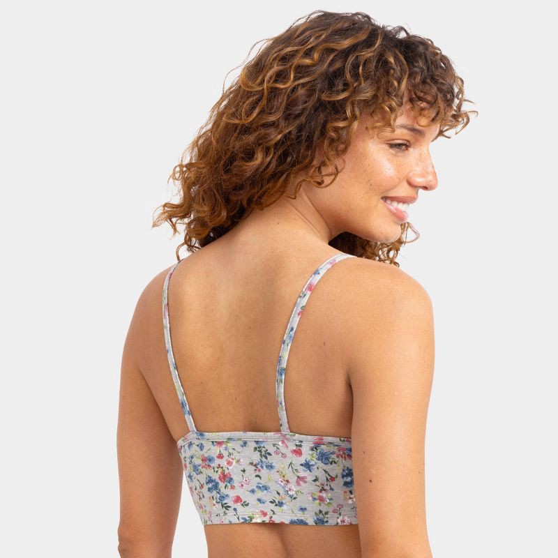 slide 5 of 8, Fruit of the Loom Women's 2pk Unbelievably Soft Cotton Spaghetti Strap Sports Bra - Pink/Gray Floral M, 2 ct