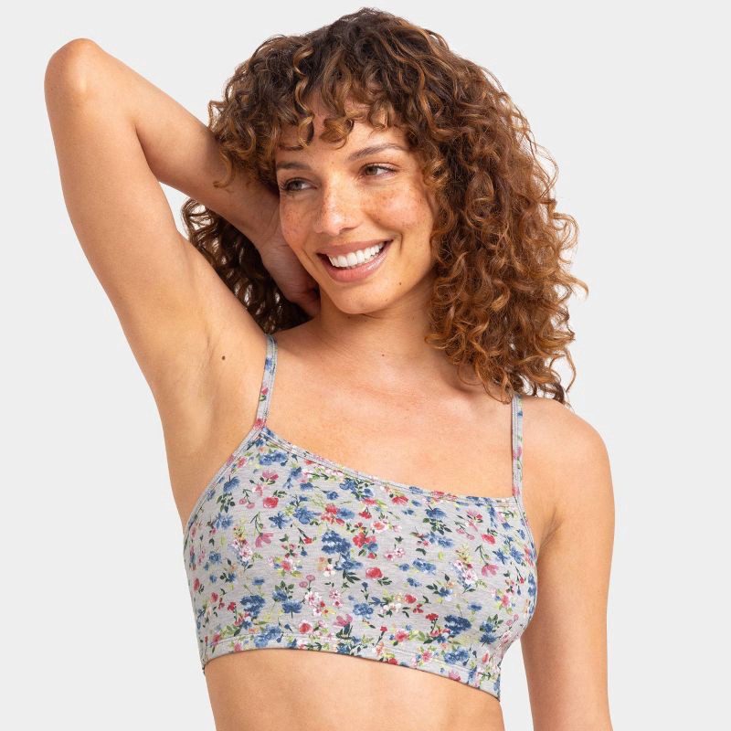 slide 4 of 8, Fruit of the Loom Women's 2pk Unbelievably Soft Cotton Spaghetti Strap Sports Bra - Pink/Gray Floral XXL, 2 ct