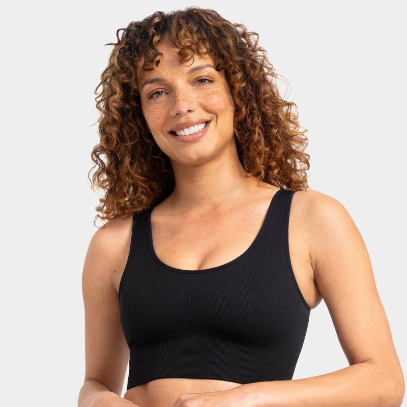 slide 3 of 6, Fruit of the Loom Women's 360° Stretch Seamless Comfort Longline Sports Bra - Black L, 1 ct