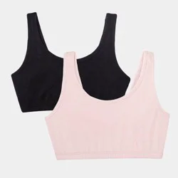 Fruit of the Loom Women's Unbelievably Soft Cotton Tank Style Sports Bra 2pk - Black Hue/Rose Shadow M