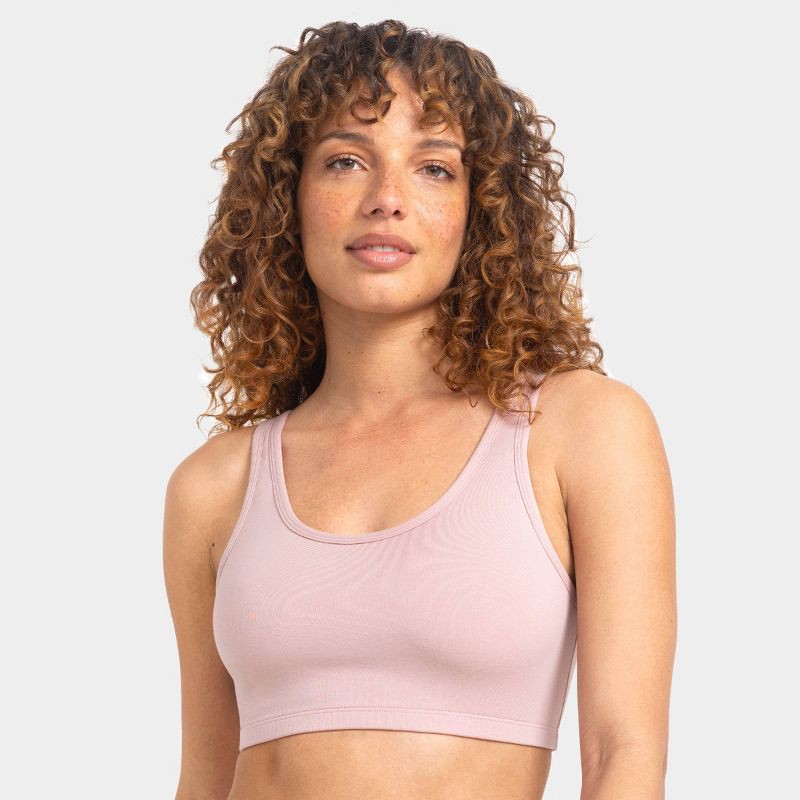 slide 4 of 7, Fruit of the Loom Women's Unbelievably Soft Cotton Tank Style Sports Bra 2pk - Black Hue/Rose Shadow XL, 2 ct