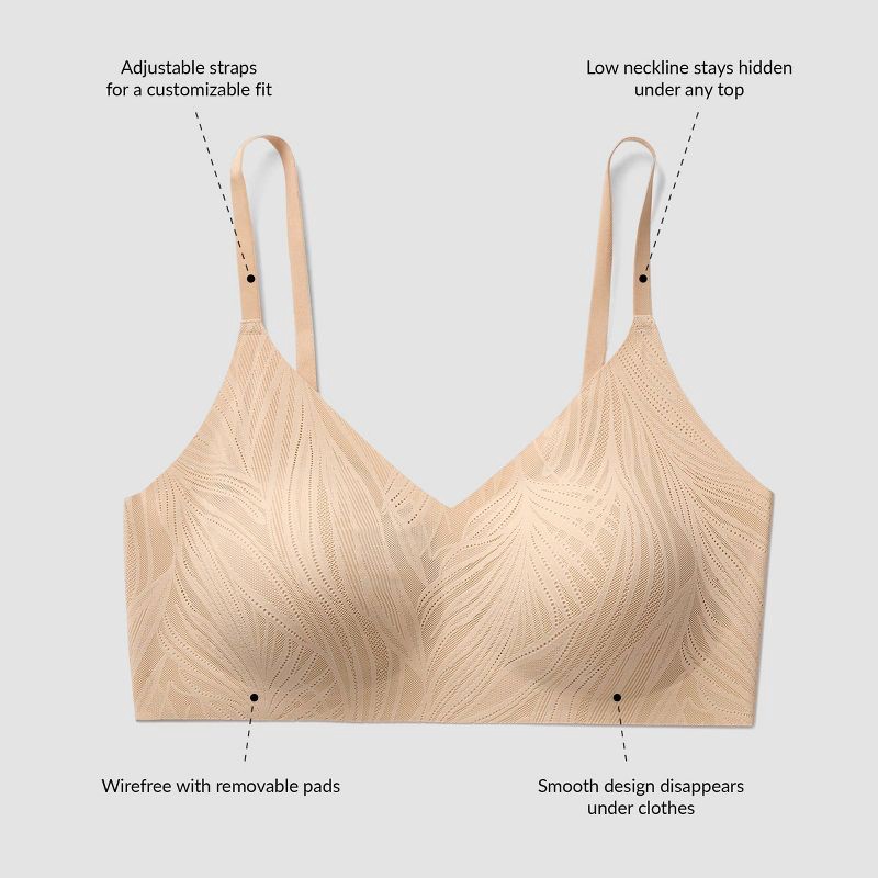 slide 5 of 5, True & Co. True Everybody by True & Co Women's Lace Triangle Adjustable Strap Wirefree Bra - Black M, 1 ct