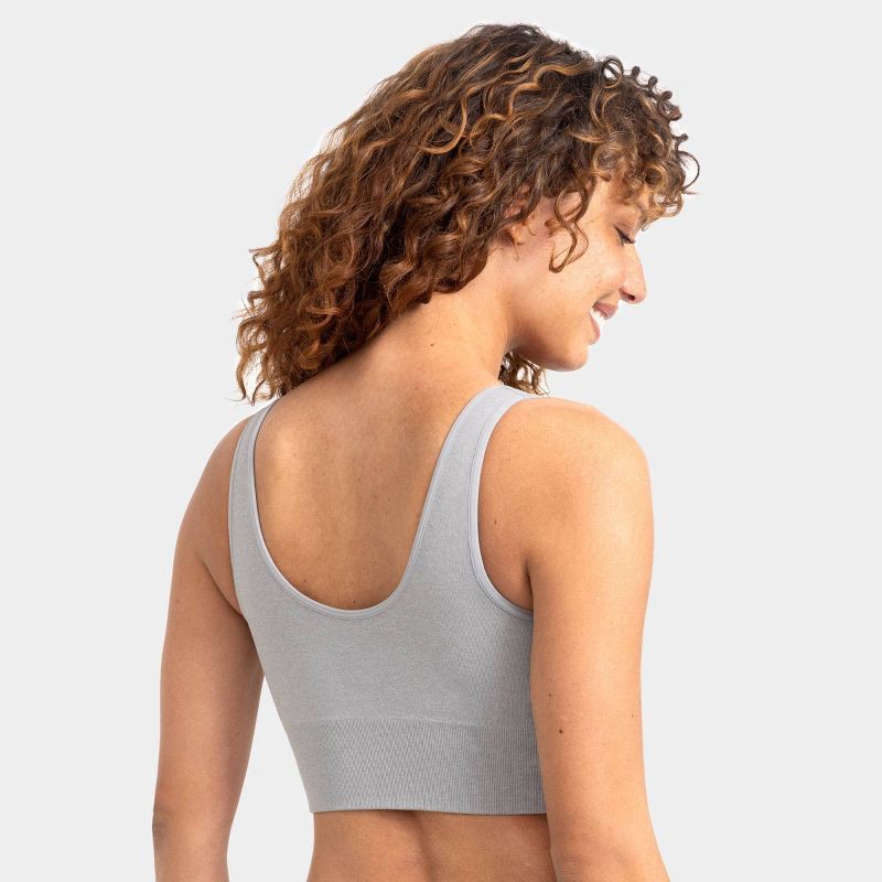 slide 3 of 7, Fruit of the Loom Women's 360° Stretch Seamless Comfort Longline Sports Bra - Heather Gray L, 1 ct