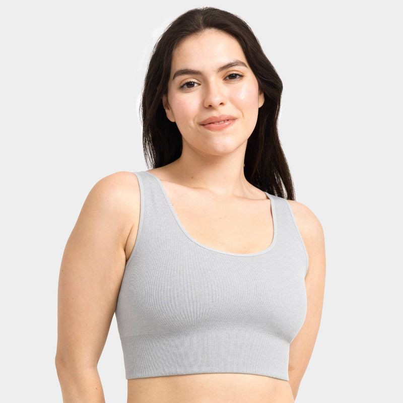 slide 4 of 7, Fruit of the Loom Women's 360° Stretch Seamless Comfort Longline Sports Bra - Heather Gray L, 1 ct