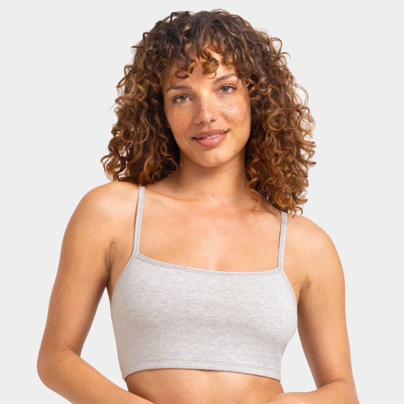 slide 4 of 7, Fruit of the Loom Women's 2pk Unbelievably Soft Cotton Spaghetti Strap Sports Bra - Black/Gray S, 2 ct