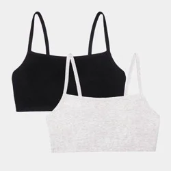 Fruit of the Loom Women's 2pk Unbelievably Soft Cotton Spaghetti Strap Sports Bra - Black/Gray M