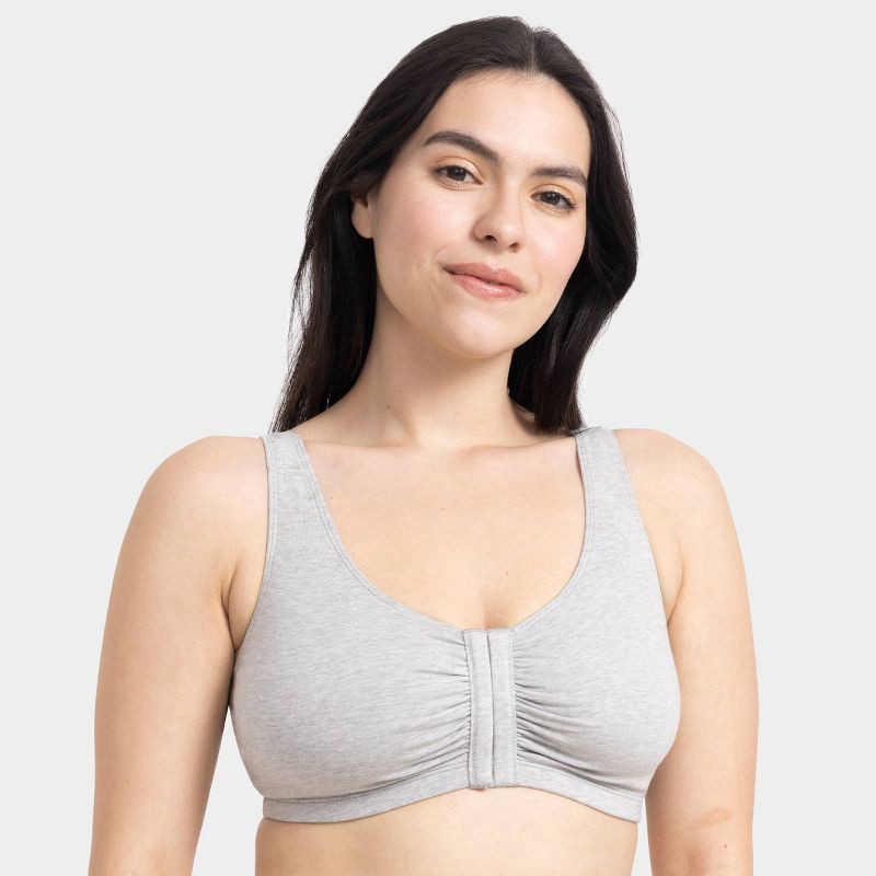slide 3 of 7, Fruit of the Loom Women's Unbelievably Soft Cotton Front-Close Bra - Gray L, 1 ct