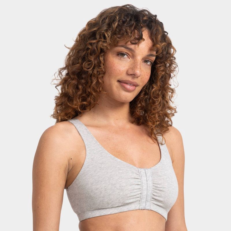 slide 1 of 7, Fruit of the Loom Women's Unbelievably Soft Cotton Front-Close Bra - Gray XXL, 1 ct