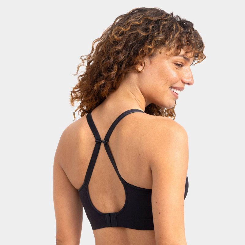slide 2 of 7, Fruit of the Loom Women's 360° Stretch Seamless Smooth Support Wireless Bra - Black S, 1 ct
