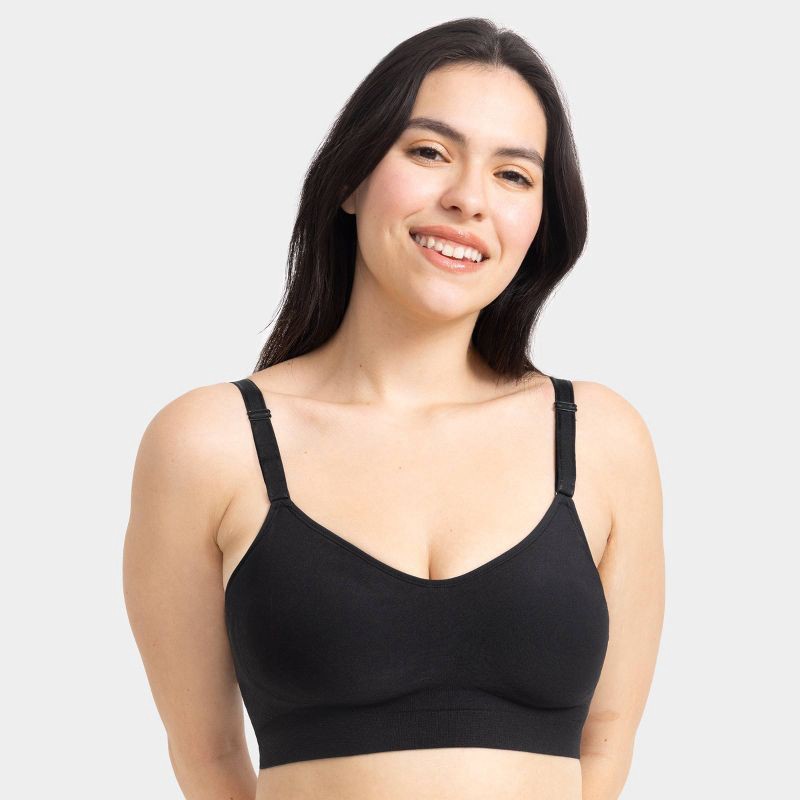 slide 4 of 7, Fruit of the Loom Women's 360° Stretch Seamless Smooth Support Wireless Bra - Black L, 1 ct
