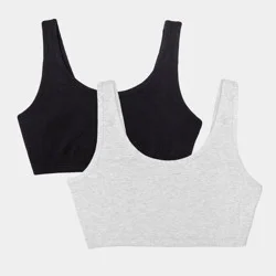 Fruit of the Loom Women's Unbelievably Soft Cotton Tank Style Sports Bra 2pk - Black/Heather Gray S