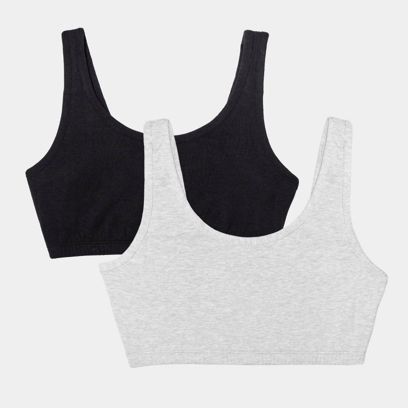 slide 1 of 8, Fruit of the Loom Women's Unbelievably Soft Cotton Tank Style Sports Bra 2pk - Black/Heather Gray XL, 2 ct