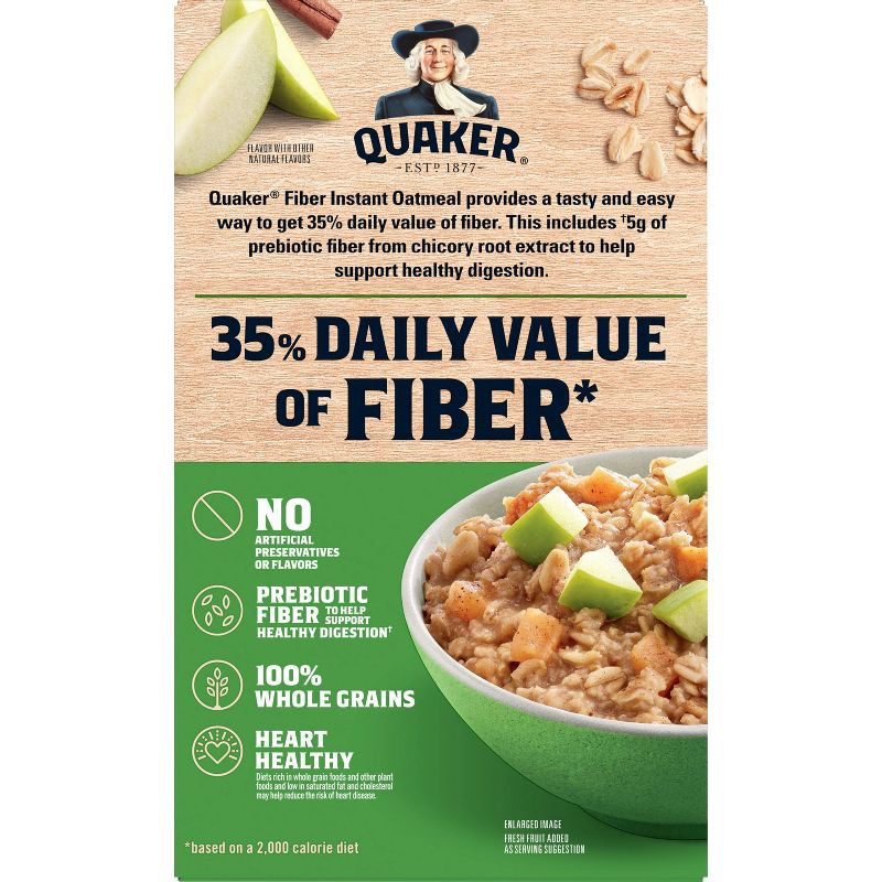 slide 3 of 8, Quaker Fiber Boost Apples & Cinnamon Flavored Instant Oatmeal - 12.6oz/8ct, 8 ct; 12.6 oz