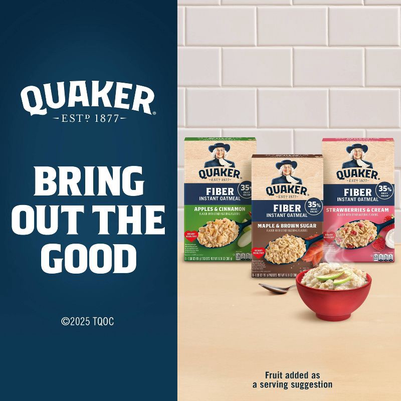 slide 5 of 8, Quaker Fiber Boost Apples & Cinnamon Flavored Instant Oatmeal - 12.6oz/8ct, 8 ct; 12.6 oz