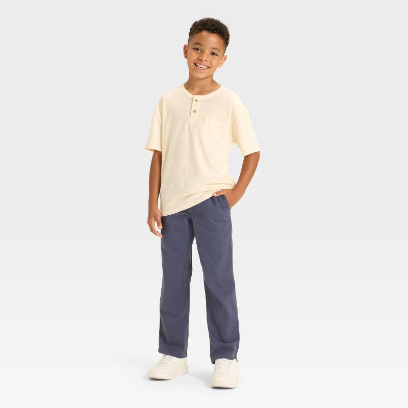 slide 3 of 3, Boys' Stretch Straight Fit Woven Pull-On Pants - Cat & Jack™ Blue 7, 1 ct