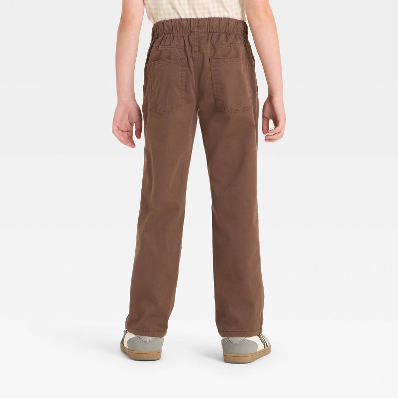 slide 2 of 3, Boys' Stretch Straight Fit Woven Pull-On Pants - Cat & Jack™ Oak Brown 5, 1 ct