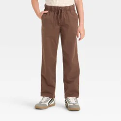 Boys' Stretch Straight Fit Woven Pull-On Pants - Cat & Jack™ Oak Brown 12