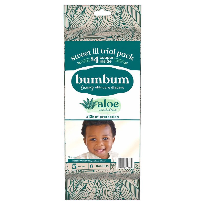 slide 13 of 13, bumbum Luxury Skincare Disposable Diapers - Size 5 - 6ct, 5 x 6 ct