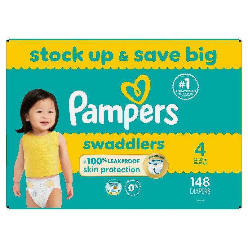 slide 15 of 16, Pampers Swaddlers Sensitive Disposable Diapers - Size 4 - 148ct, 4 x 148 ct
