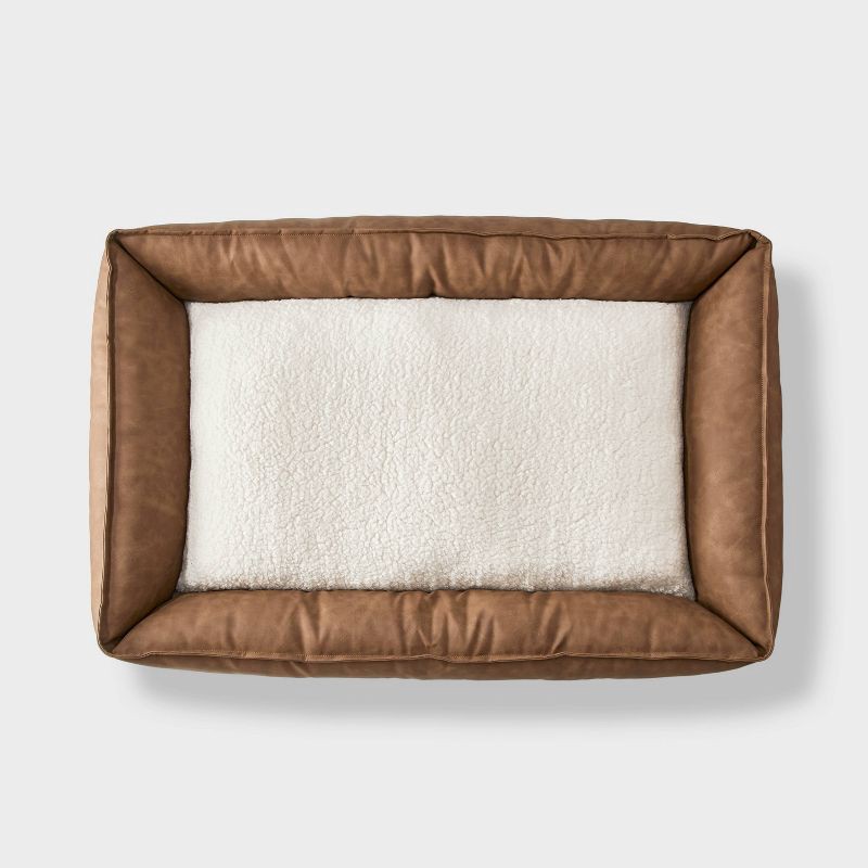 slide 2 of 4, Cuddler Faux Leather Bolster Dog Bed - Boots & Barkley™ M, 1 ct