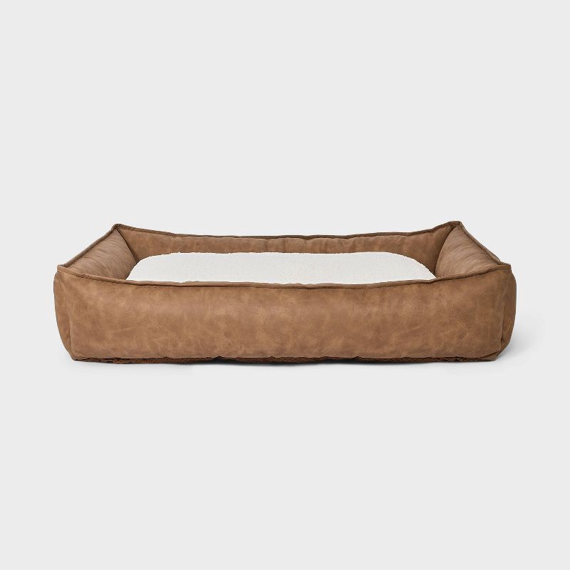 slide 1 of 4, Cuddler Faux Leather Bolster Dog Bed - Boots & Barkley™ M, 1 ct