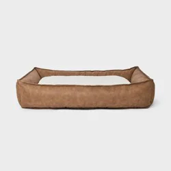 Cuddler Faux Leather Bolster Dog Bed - Boots & Barkley™ M