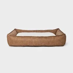 Cuddler Faux Leather Bolster Dog Bed - Boots & Barkley™ M