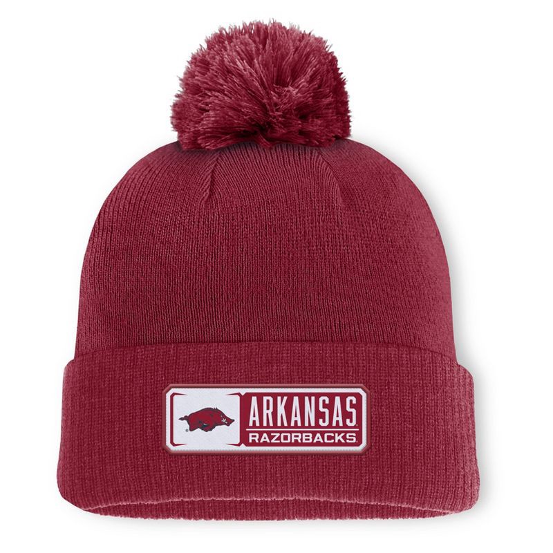 slide 1 of 3, NCAA Arkansas Razorbacks Cuffed Pom Hat, 1 ct