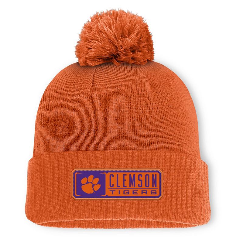 slide 1 of 3, NCAA Clemson Tigers Cuffed Pom Hat, 1 ct