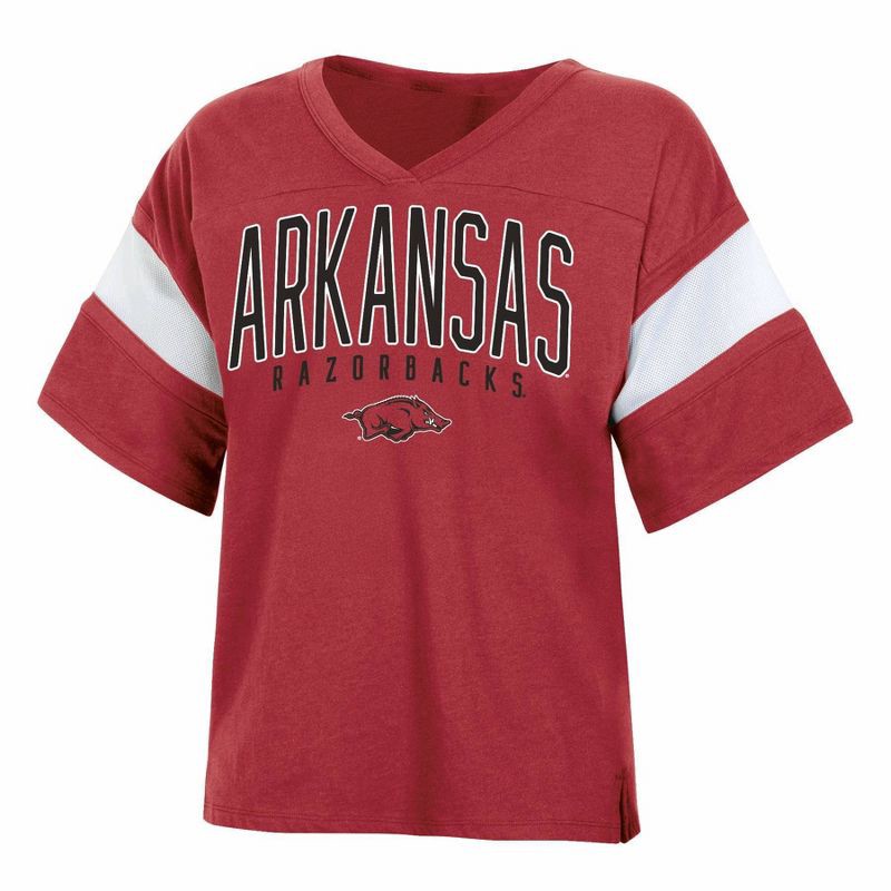slide 1 of 3, NCAA Arkansas Razorbacks Women's Jersey T-Shirt - L, 1 ct