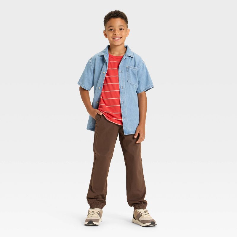 slide 3 of 3, Boys' Stretch Woven Jogger Pull-On Pants - Cat & Jack™ Brown 8, 1 ct