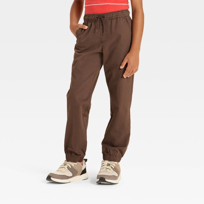 slide 1 of 3, Boys' Stretch Woven Jogger Pull-On Pants - Cat & Jack™ Brown 16, 1 ct