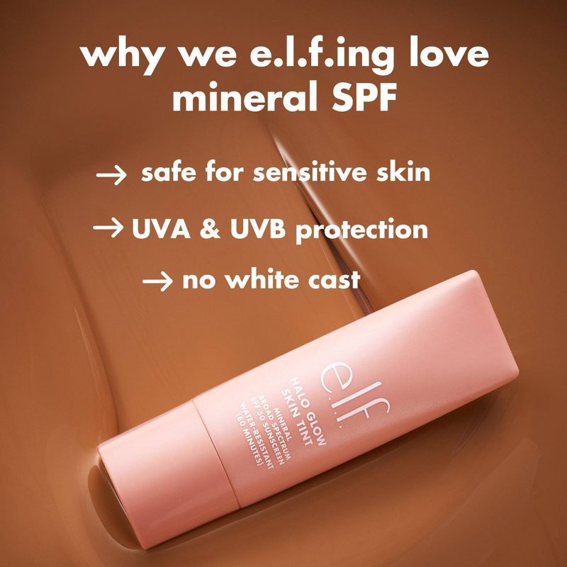 slide 7 of 13, e.l.f. Halo Glow Skin Tint Light Coverage Foundation - Mineral SPF 50 - 3 Fair Cool - 1 fl oz, 1 fl oz