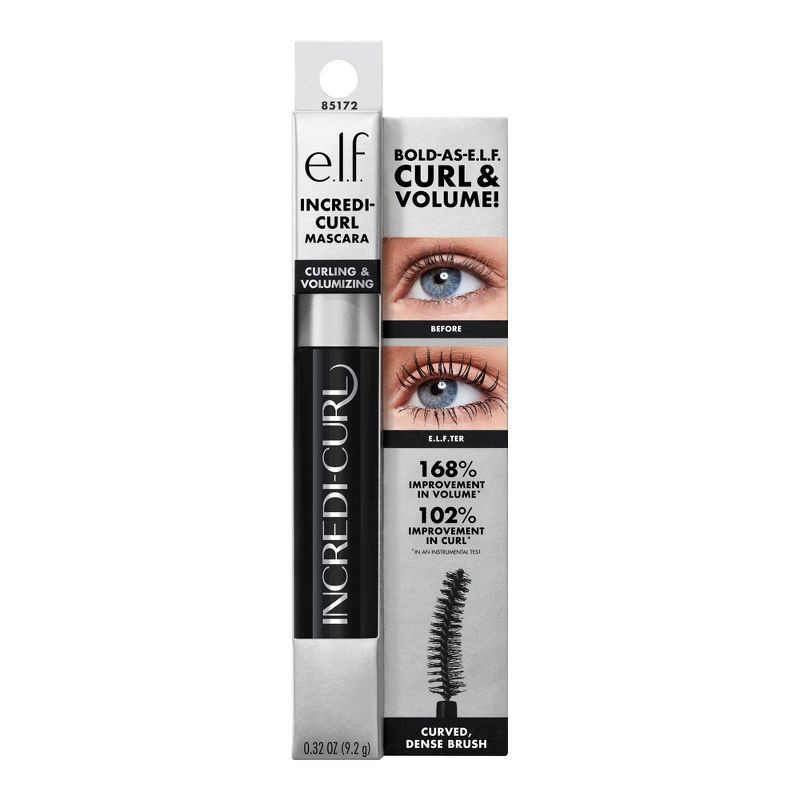 slide 11 of 12, e.l.f. Incredi-Curl Curling & Volumizing Mascara - Deep Brown - 0.32 fl oz, 0.32 fl oz