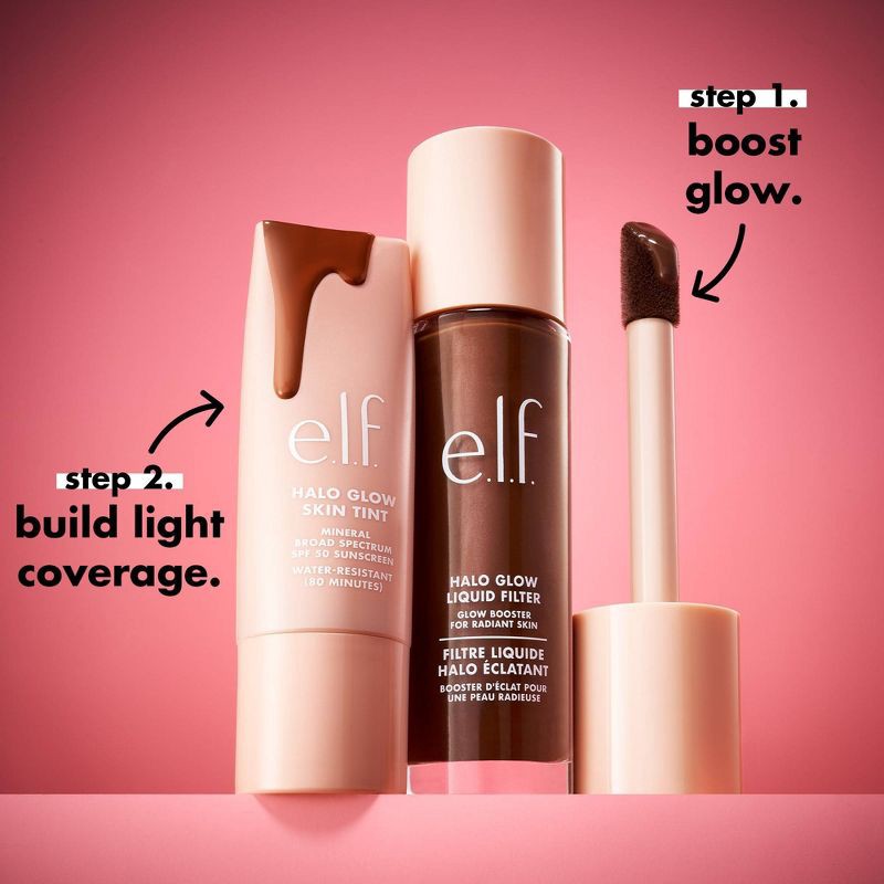 slide 9 of 13, e.l.f. Halo Glow Skin Tint Light Coverage Foundation - Mineral SPF 50 - 9 Medium Cool - 1 fl oz, 1 fl oz