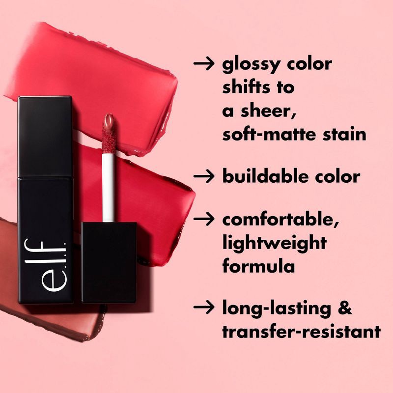 slide 6 of 11, e.l.f. Glossy Lip Stain - Rosé Rizzlin' - 0.13 fl oz, 0.13 fl oz