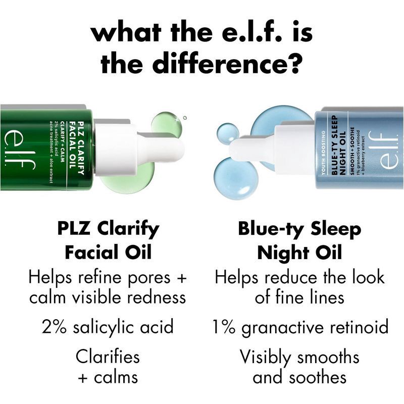 slide 10 of 14, e.l.f. SKIN PLZ Clarify Facial Oil - 2% Salicylic Acid Acne Treatment + Aloe Extract - 1 fl oz, 1 fl oz