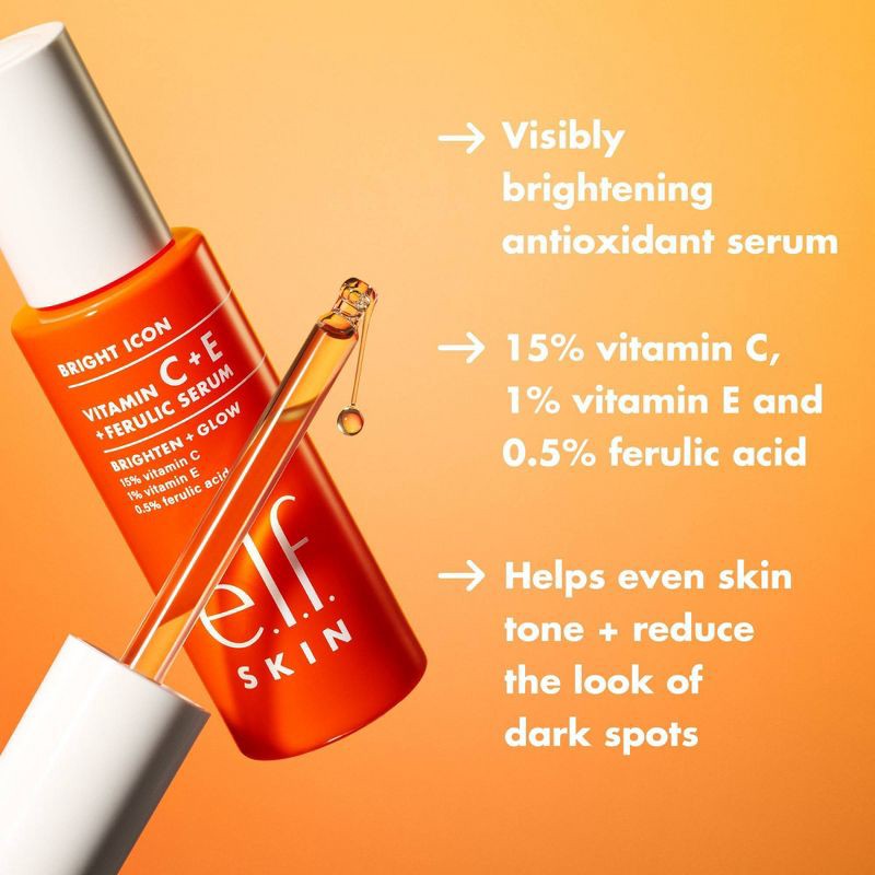 slide 4 of 14, e.l.f. SKIN Bright Icon Vitamin C + E + Ferulic Face Serum - 1 fl oz, 1 fl oz