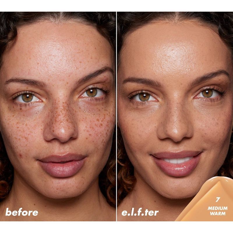 slide 3 of 13, e.l.f. Halo Glow Skin Tint Light Coverage Foundation - SPF 50 - 7 Medium Warm - 1 fl oz, 1 fl oz
